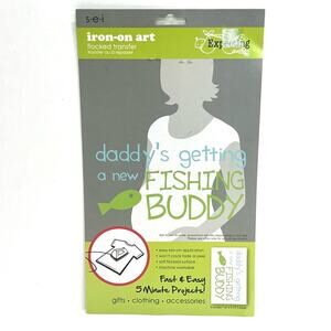 S.E.I. Iron On Art - Expecting Pregnancy Maternity - Daddies Fishing Buddy NEW